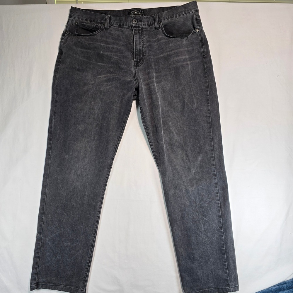 Lucky Brand 221 Original Straight Jeans Mens 38x34 Washed Black Gray 7MC1027
